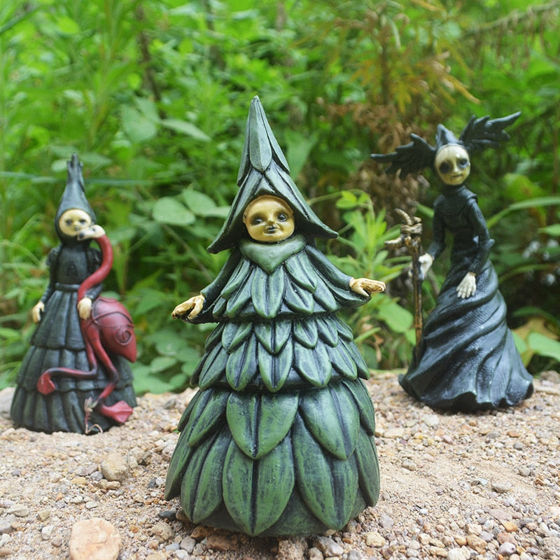 Halloween-Hexe-Figur, Statue, Kunstharz, gruselige Hexenskulpturen, Gartendekoration für Zuhause, Terrasse, Hof, Rasen, Veranda, Gartendekoration