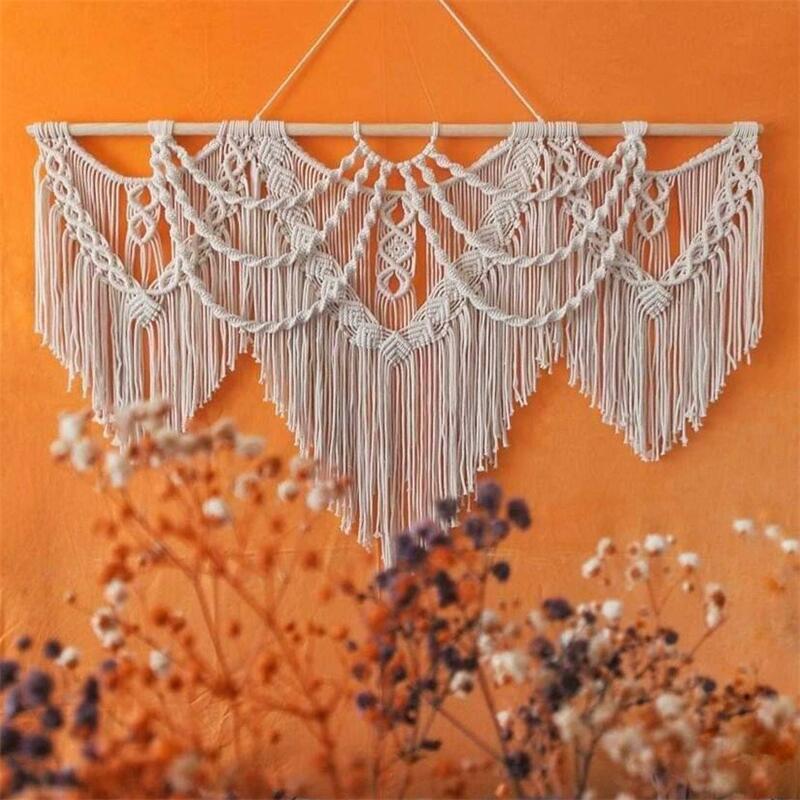 Großer Makramee-Wandbehang, Bohemian-Stil, handgewebter Wandteppich für Heimdekoration, Wohnzimmer, Schlafzimmer, Hintergrunddekoration