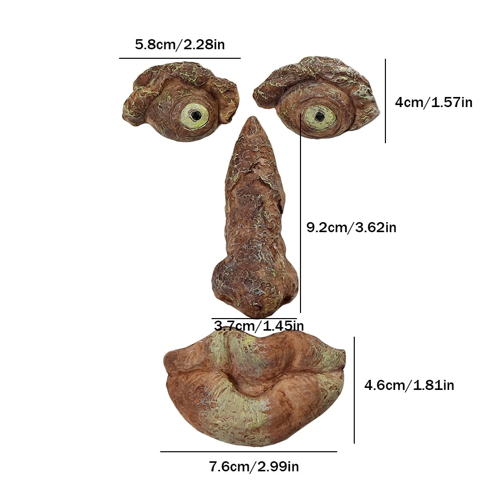 Statue de jardin extérieur en écorce d'arbre pour Halloween, Sculpture de visage fantôme, décor d'arbre d'horreur, décoration de démon, maison hantée