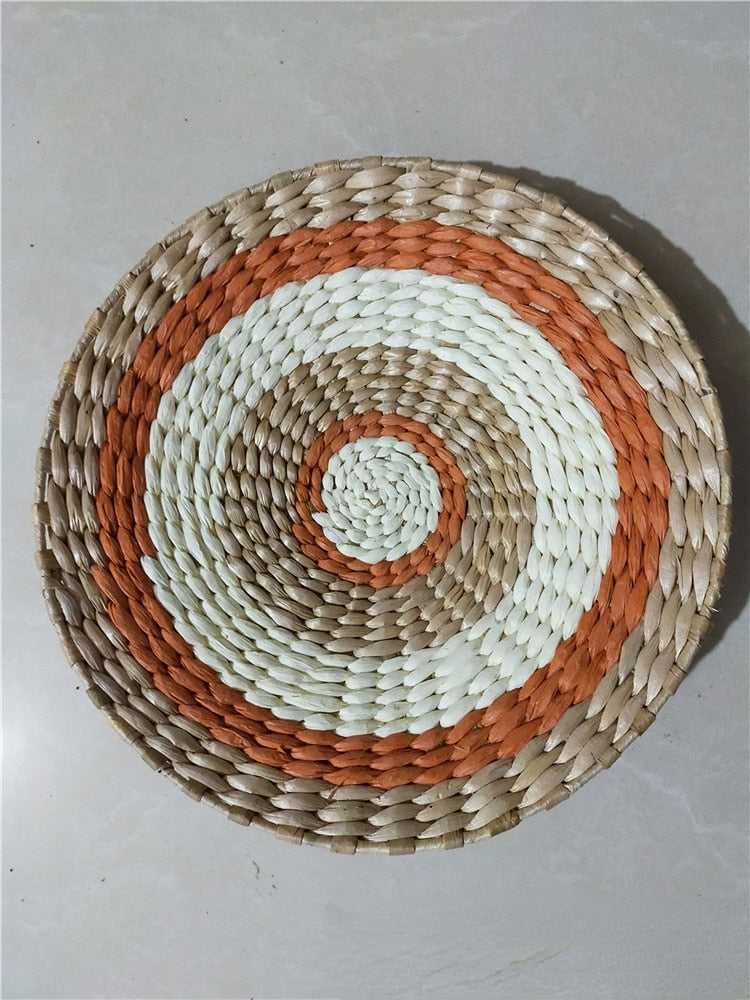 Wandteller aus Stroh im marokkanischen Stil, Hintergrunddekoration, Ethno-Stil, Wandbehang, Schlafzimmer, Sofa, Nachttisch, Heimdeko, 30 x 30 cm