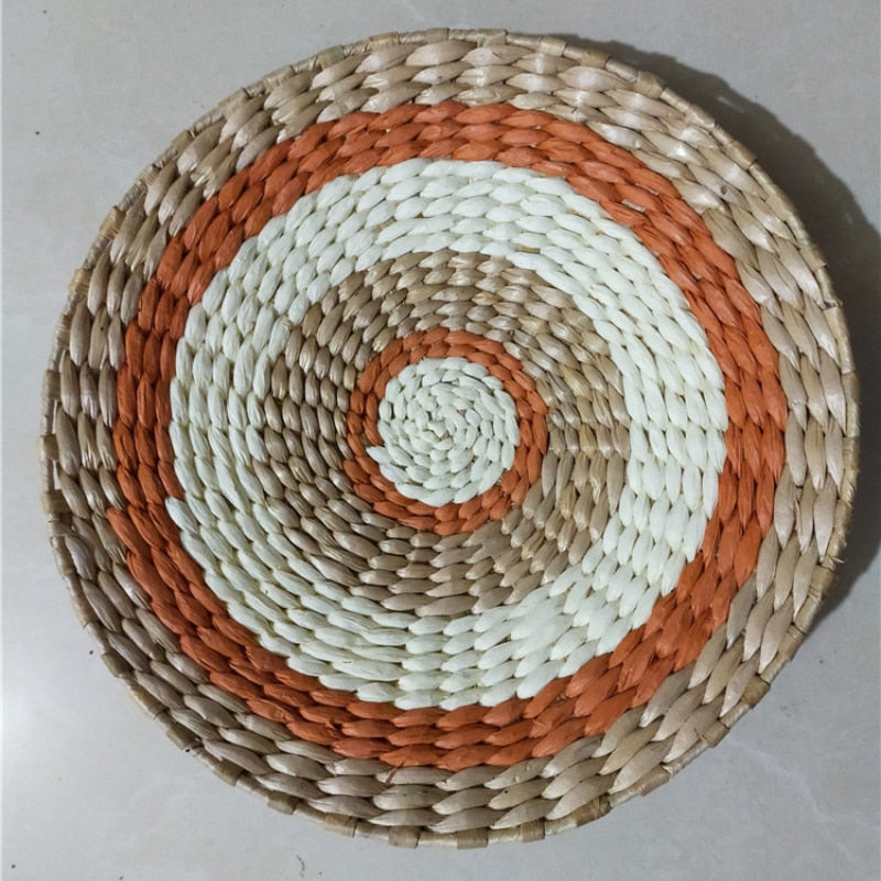 Wandteller aus Stroh im marokkanischen Stil, Hintergrunddekoration, Ethno-Stil, Wandbehang, Schlafzimmer, Sofa, Nachttisch, Heimdeko, 30 x 30 cm