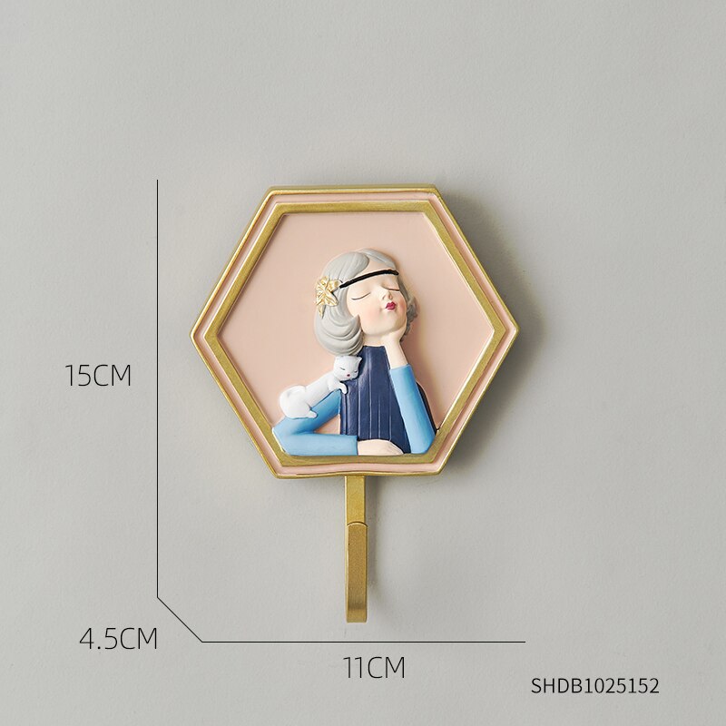 Mädchen Rack Wand Hängen Dekor Nordic Exquisite Harz Mantel Haken Hause Cartoon Minimalistischen Badezimmer Zubehör Kleiderbügel Dekoration