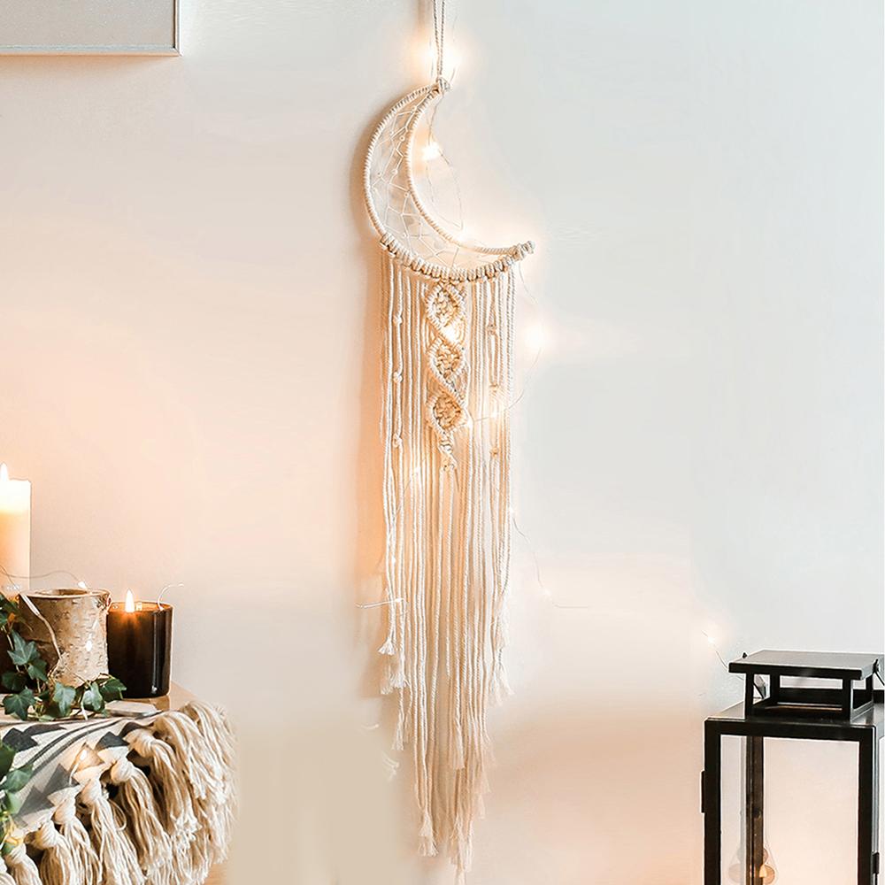 Mond und Stern Makramee Wandbehang Wandteppich Boho Wanddekoration Makramee Deko Pared Handarbeit Kinder Mädchen Zimmer Dekoration Geschenk 48h