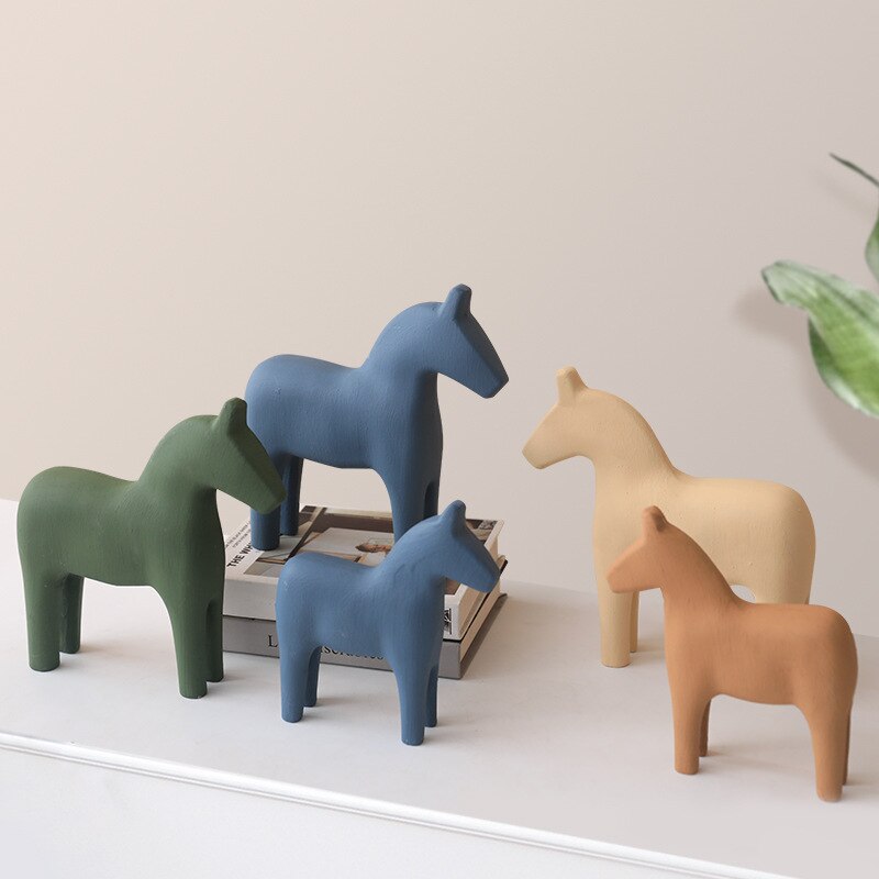 Morandi Pferdeskulptur aus Holz, Hochzeitsdekoration, Heimdekoration, Kunsthandwerk, Kinderspielzeug, Statuen zur Dekoration