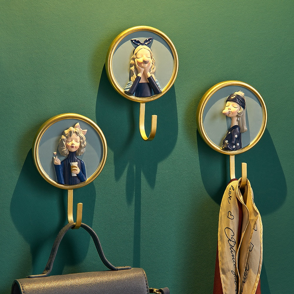Mädchen Rack Wand Hängen Dekor Nordic Exquisite Harz Mantel Haken Hause Cartoon Minimalistischen Badezimmer Zubehör Kleiderbügel Dekoration