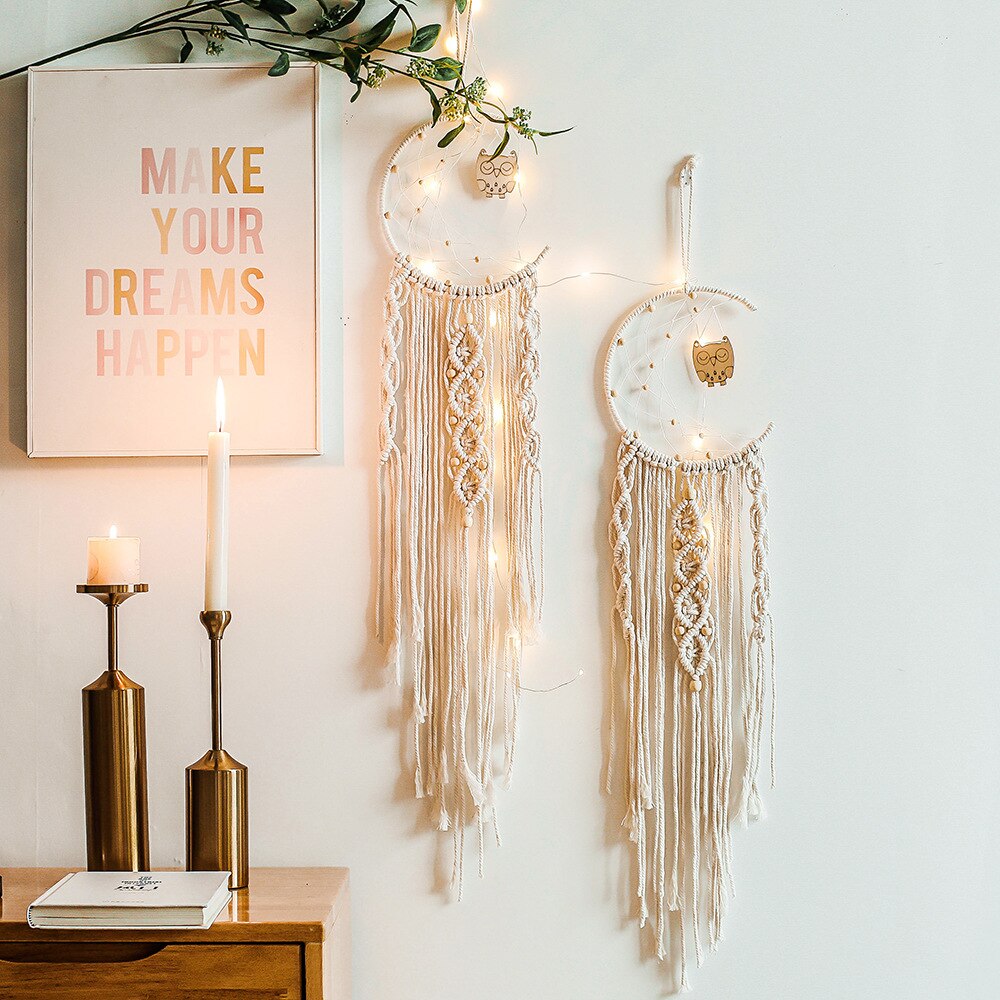 Mond und Stern Makramee Wandbehang Wandteppich Boho Wanddekoration Makramee Deko Pared Handarbeit Kinder Mädchen Zimmer Dekoration Geschenk 48h