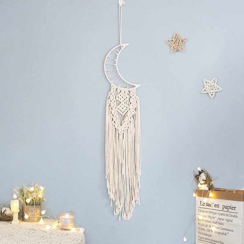 Makramee-Traumfänger, großer Wandbehang, Heimdekoration, Traumfänger, Baumwollseil, Quaste, gewebt, böhmische Wandbehang, Raumdekoration