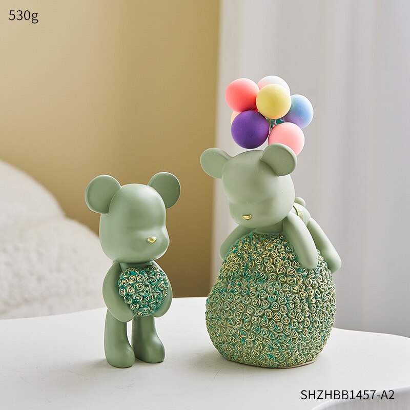 Moderne Stil Nordic Hause Kawaii Ballon Bär Figuren Harz Ornament Büro Schreibtisch Skulptur Zubehör Wohnzimmer Statue Dekor