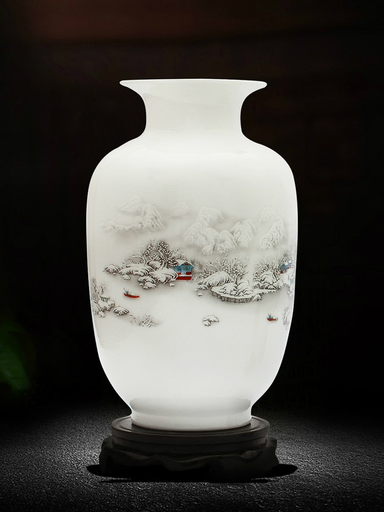 Jingdezhen Vase en céramique Vintage chinois Vases traditionnels décoration de la maison Vase Animal Fine Surface lisse Articles d'ameublement