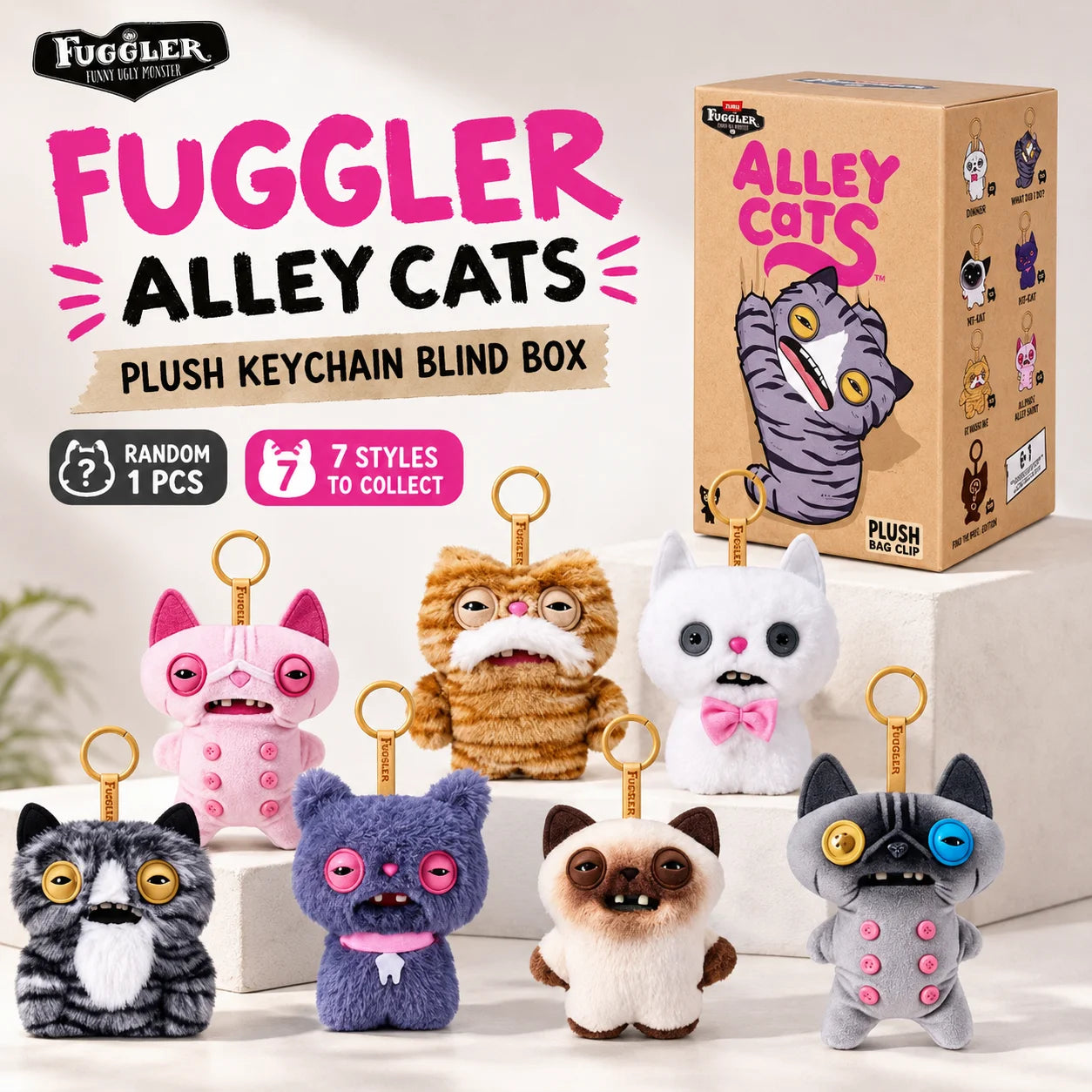 Oringal Fuggler Alley Cat Keyring 5 Inch Collectible Ugly Monster