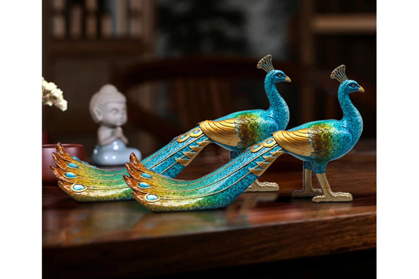 Einfaches Wohnzimmer TV-Schrank Emaille Pfau Dekoration Weinschrank Eingang kreative Dekoration Licht Luxus Zuhause Geschenke