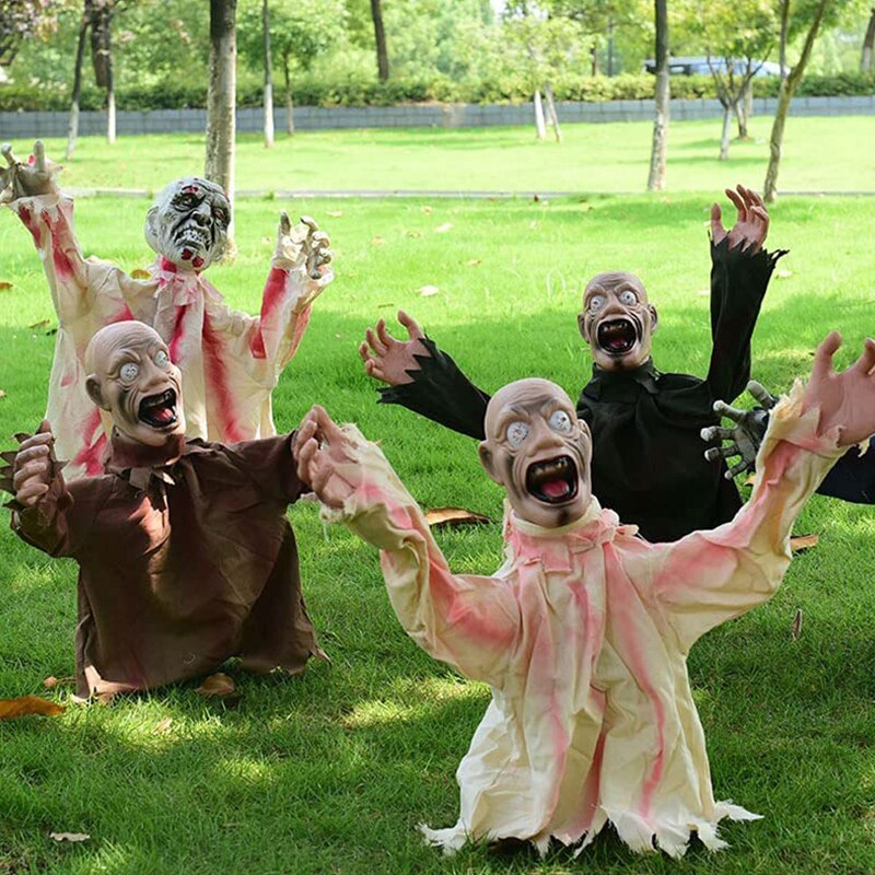 Halloween Swing Ghost Sound Control Decoration Ground Plug-in Ghost Horror Props Halloween Outdoor Garden Haunted House Decor