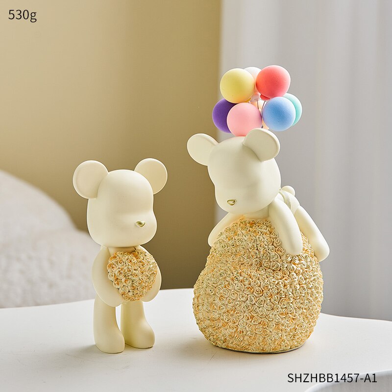 Moderne Stil Nordic Hause Kawaii Ballon Bär Figuren Harz Ornament Büro Schreibtisch Skulptur Zubehör Wohnzimmer Statue Dekor