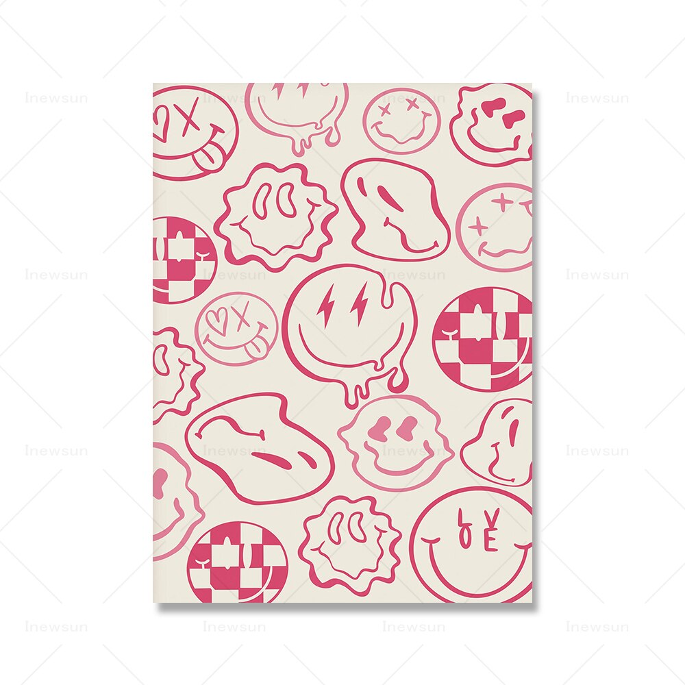 Rosa Preppy-Wandkunst, Mädchen-Bettzimmer-Dekoration, Pink-Leinwandgemälde, Wohnheim-Preppy-Poster, nordische Funky-Heimdekoration