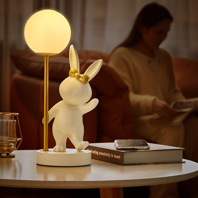 Nordic Kaninchen Tisch Lampe Luxus Geburtstag Hochzeit Geschenk Nachthimmel Ins Niedlichen Häschen Schlafzimmer Dekoration LED Atmosphäre Nachtlicht