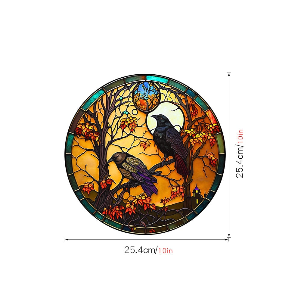 Halloween-Aufkleber, bunt, Horror-Schloss, Katze, statische PVC-Fensterglas-Aufkleber, kleberfrei, dekorative Folie, Party-Heimdekoration