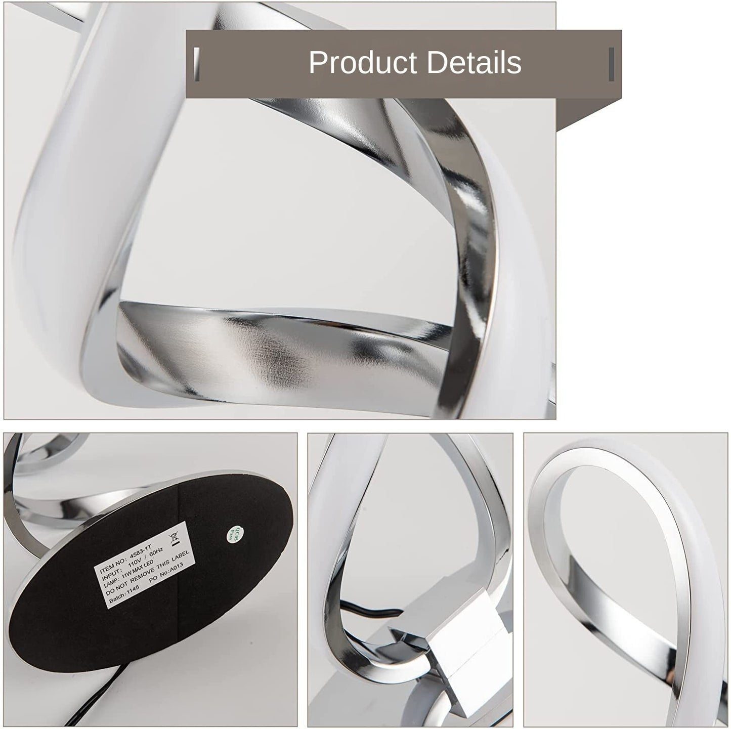Moderne silberne LED-Tischlampe, luxuriös, einstellbare Helligkeit, Schlafzimmerleuchte, Arbeitszimmer, Heimdekoration, Schreibtischleuchte, Nachttisch-Nachtlicht