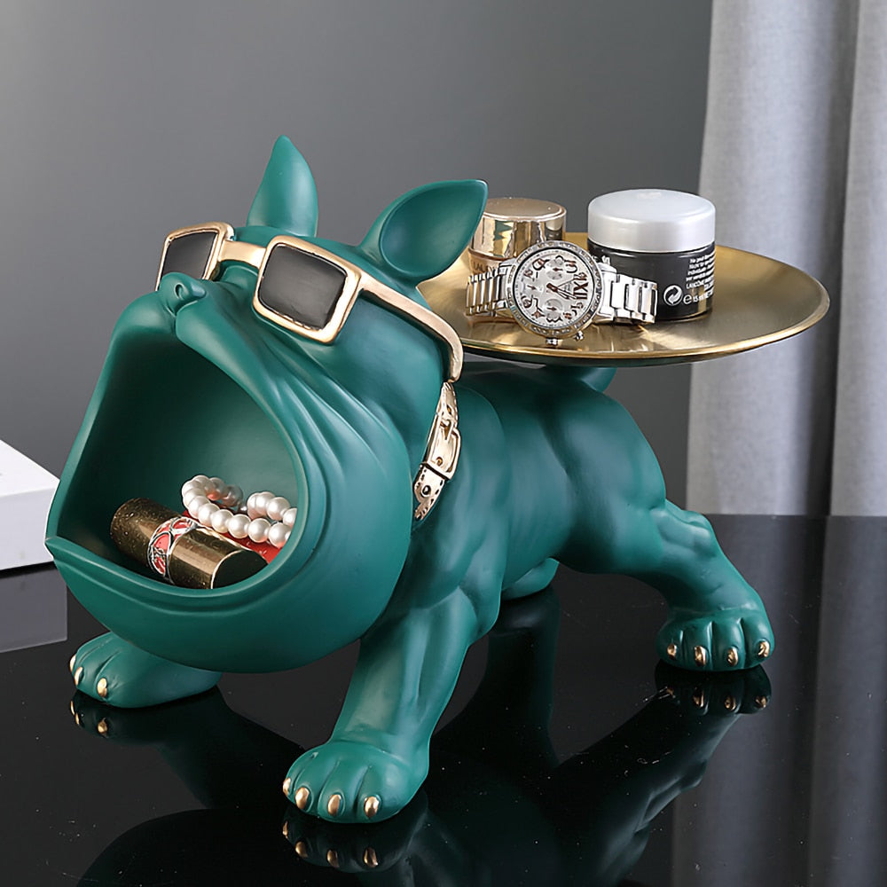 Hundestatue aus Kunstharz, Wohnzimmer-Dekoration, Hundeskulptur, Tischtablett, Ornamente, französische Bulldogge, Figur für Zuhause, Inneneinrichtung, Schreibtischdekoration