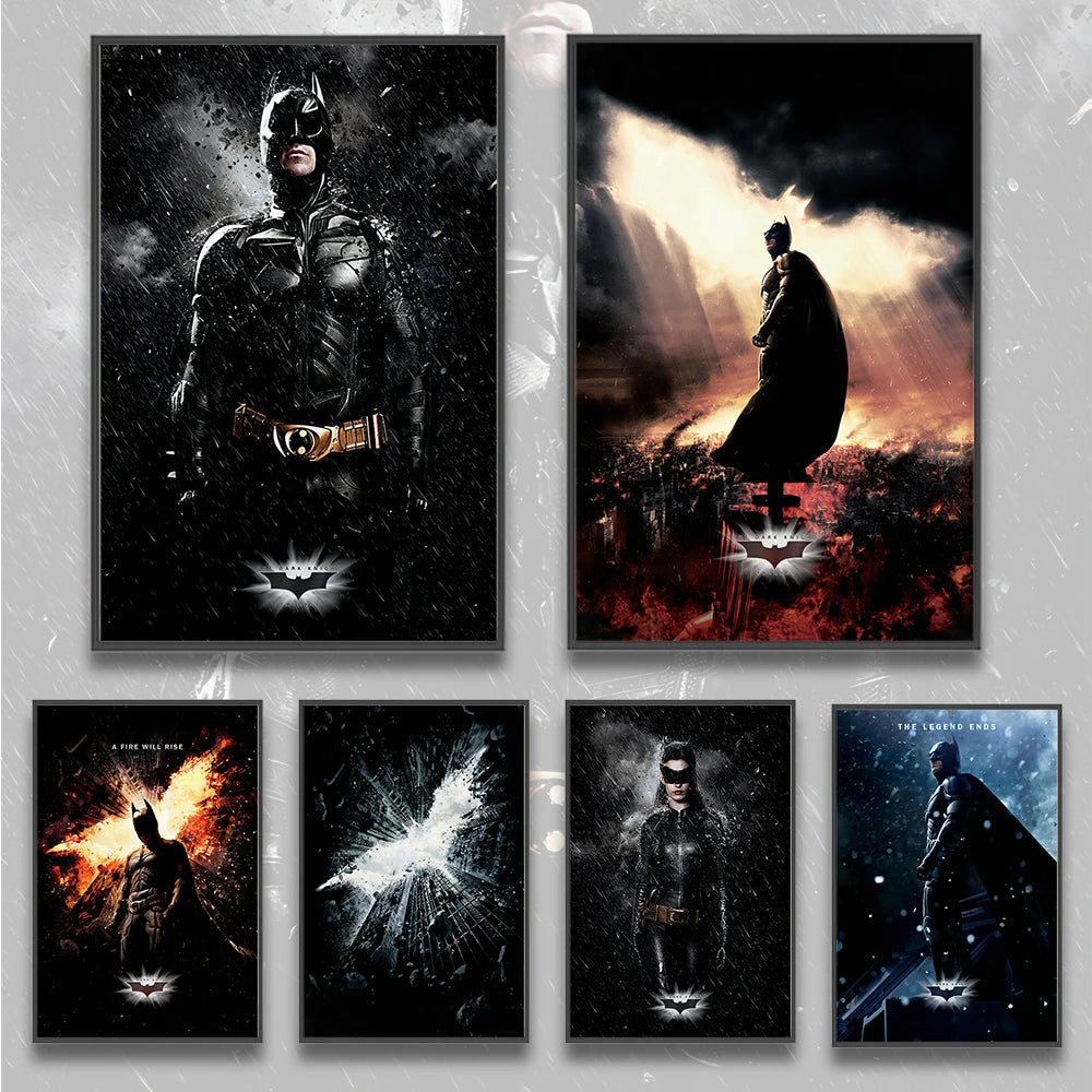 The Dark Knight Rises Self-adhesive Batman Poster Figures Home Decoration Painting Wall Art Bedroom Decor Movie Wallpaper Gift, image size:1000x1000