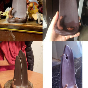 Minimalist Ceramic Waterfall backflow Incense Burner| Modern SPIRITUAL Cloudy Mountain Cliff Backflow Incense Burner | Cone Incense Burner - ACACUSS