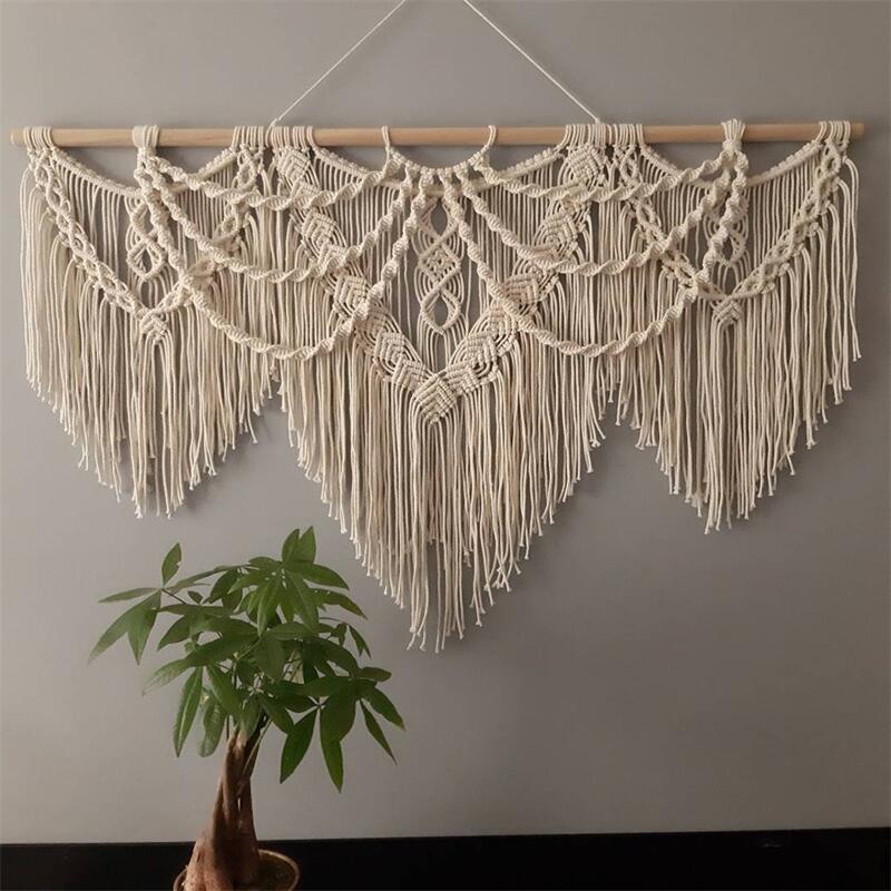 Großer Makramee-Wandbehang, Bohemian-Stil, handgewebter Wandteppich für Heimdekoration, Wohnzimmer, Schlafzimmer, Hintergrunddekoration