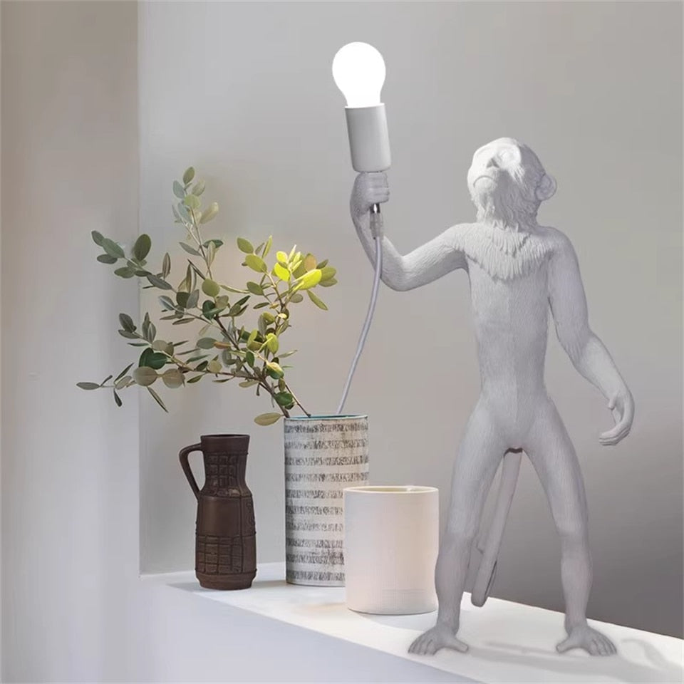 حديثة LED Art Monkey Floor Light Lead Lead Lade Lead for Living Parlor Room Room Lights Lights Home Interior Decor