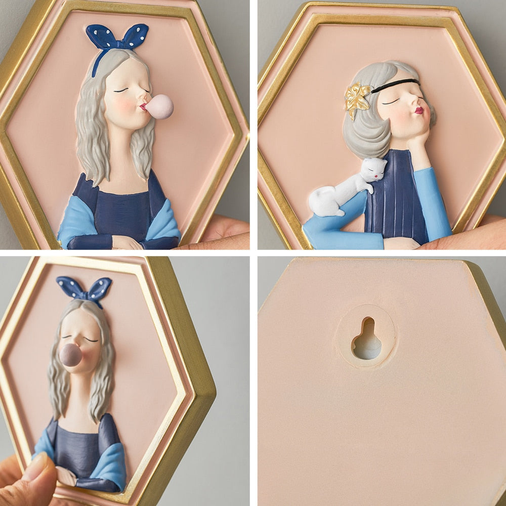 Mädchen Rack Wand Hängen Dekor Nordic Exquisite Harz Mantel Haken Hause Cartoon Minimalistischen Badezimmer Zubehör Kleiderbügel Dekoration