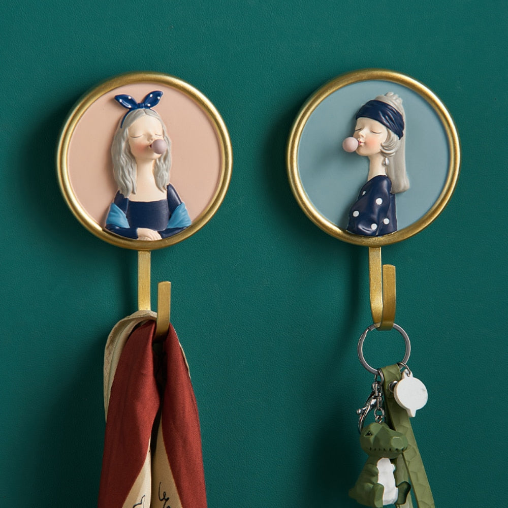 Mädchen Rack Wand Hängen Dekor Nordic Exquisite Harz Mantel Haken Hause Cartoon Minimalistischen Badezimmer Zubehör Kleiderbügel Dekoration