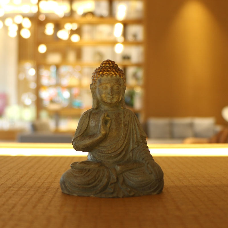 Fanbmlty Mini Buddha تمثال راتينج تمثال حديقة الديكور المنزل