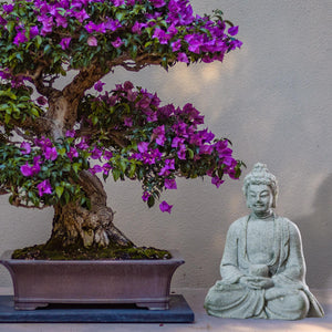 Sandstone Sitting Buddha Statue Sculpture for Cabinet Home Tabletop Backyard Decor acacuss