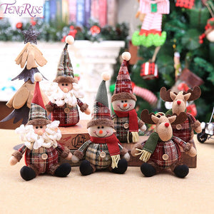 Santa Claus Christmas Ornaments Tree Decor Elk Snowman Plush Christmas Doll Decorations For Home 2023 Navidad Pendant Gift Kids acacuss