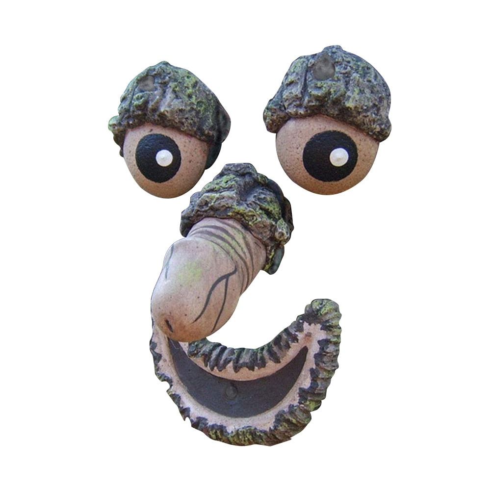 Statue de jardin extérieur en écorce d'arbre pour Halloween, Sculpture de visage fantôme, décor d'arbre d'horreur, décoration de démon, maison hantée