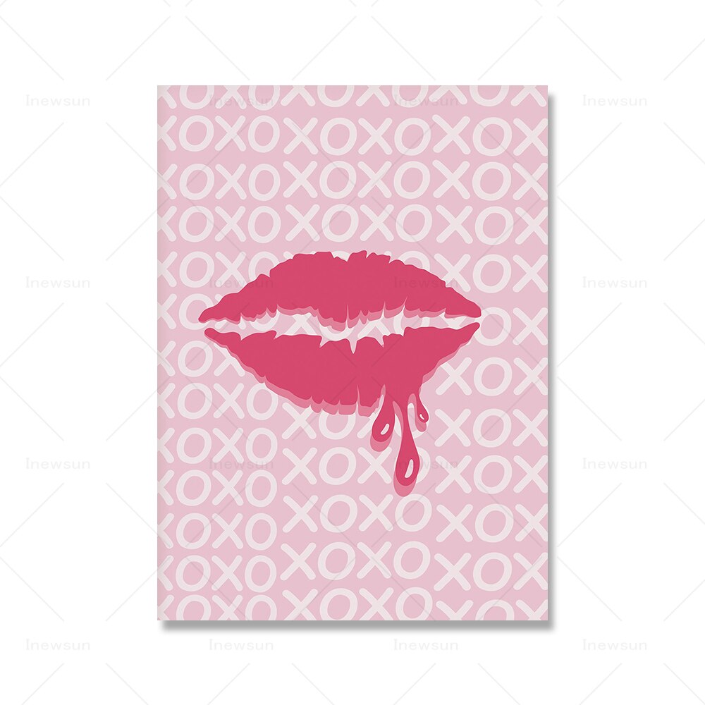 Rosa Preppy-Wandkunst, Mädchen-Bettzimmer-Dekoration, Pink-Leinwandgemälde, Wohnheim-Preppy-Poster, nordische Funky-Heimdekoration