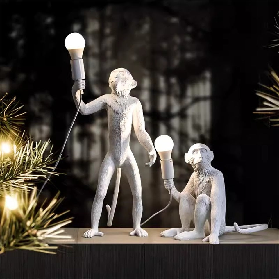 حديثة LED Art Monkey Floor Light Lead Lead Lade Lead for Living Parlor Room Room Lights Lights Home Interior Decor