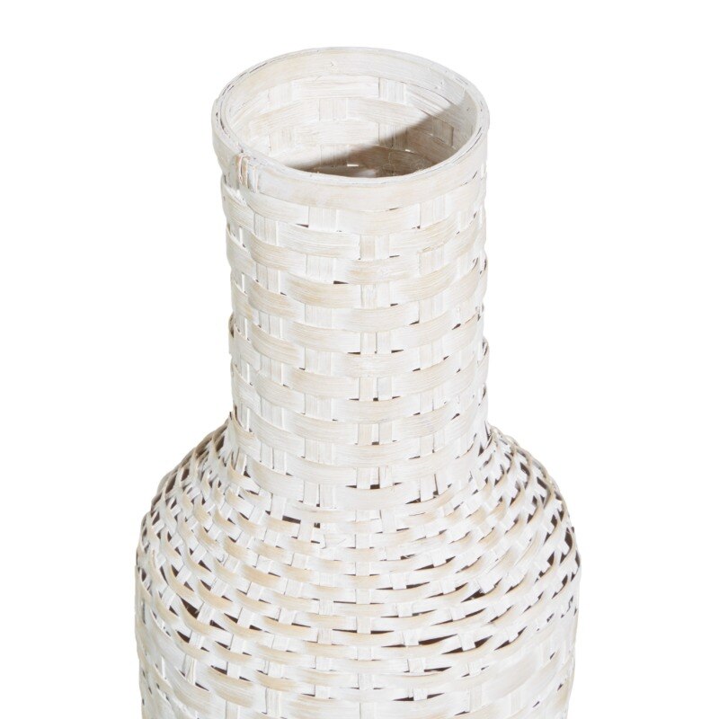 KAZHAN Weiße böhmische Metallvase mit Distressed-Webmuster, 9" x 9" x 30"MusterWohnzimmerdekorationsvase