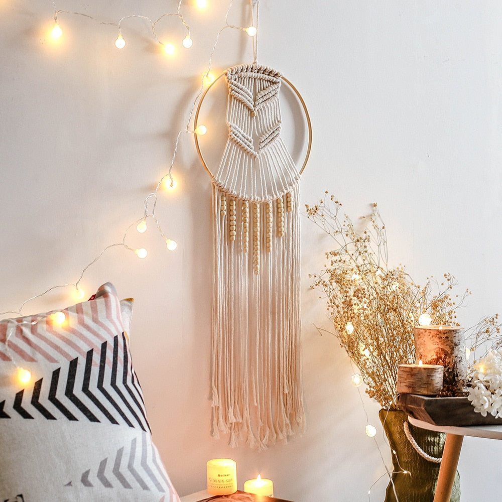 Mond und Stern Makramee Wandbehang Wandteppich Boho Wanddekoration Makramee Deko Pared Handarbeit Kinder Mädchen Zimmer Dekoration Geschenk 48h