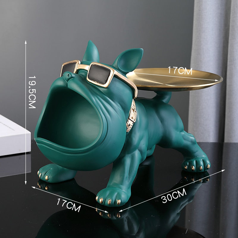 Hundestatue aus Kunstharz, Wohnzimmer-Dekoration, Hundeskulptur, Tischtablett, Ornamente, französische Bulldogge, Figur für Zuhause, Inneneinrichtung, Schreibtischdekoration