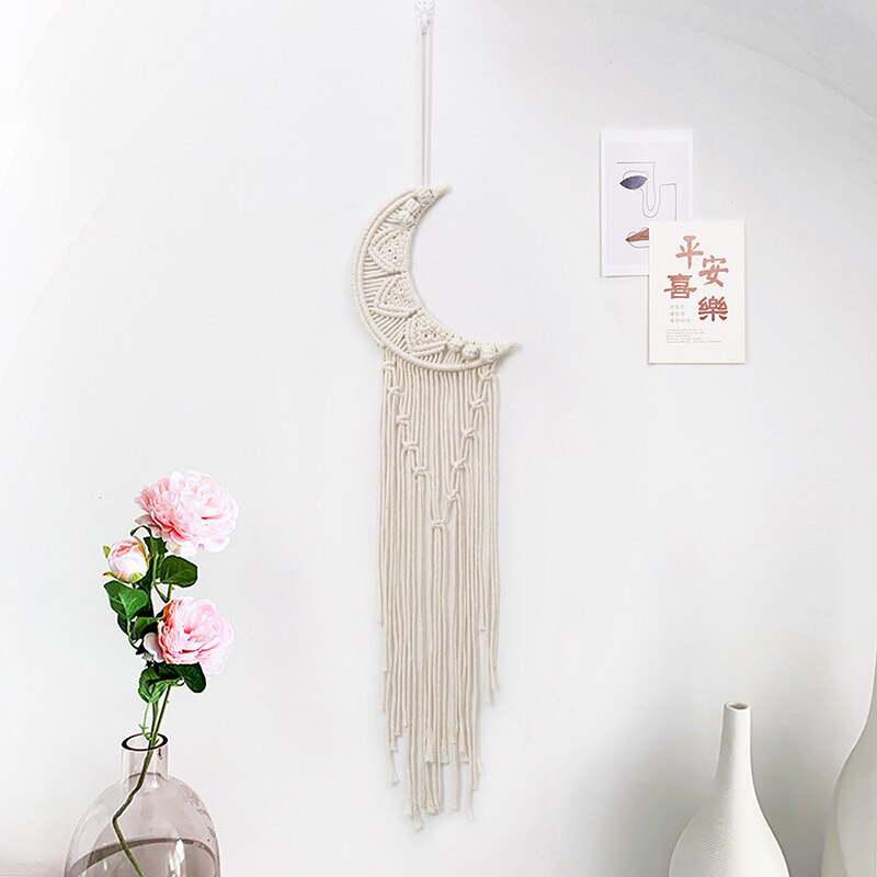 Makramee-Traumfänger, großer Wandbehang, Heimdekoration, Traumfänger, Baumwollseil, Quaste, gewebt, böhmische Wandbehang, Raumdekoration