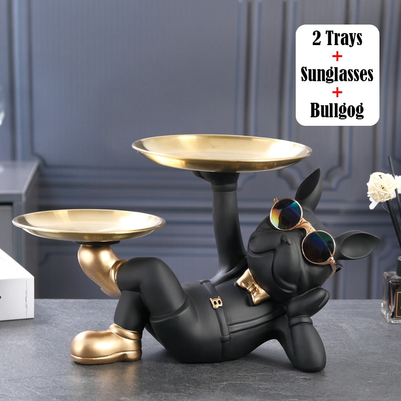 Hundestatue aus Kunstharz, Wohnzimmer-Dekoration, Hundeskulptur, Tischtablett, Ornamente, französische Bulldogge, Figur für Zuhause, Inneneinrichtung, Schreibtischdekoration