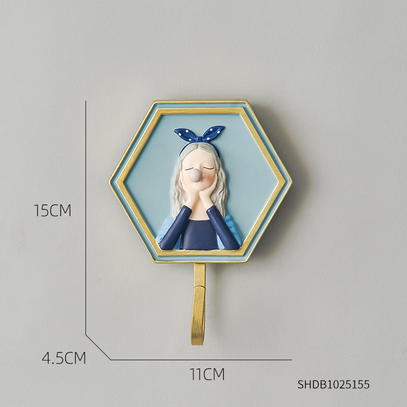 Mädchen Rack Wand Hängen Dekor Nordic Exquisite Harz Mantel Haken Hause Cartoon Minimalistischen Badezimmer Zubehör Kleiderbügel Dekoration