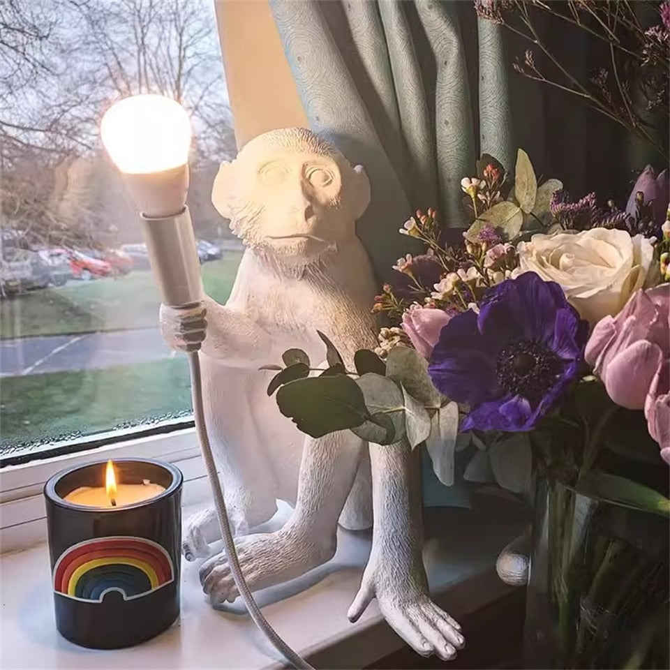 حديثة LED Art Monkey Floor Light Lead Lead Lade Lead for Living Parlor Room Room Lights Lights Home Interior Decor