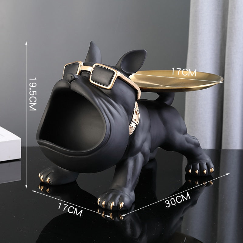 Hundestatue aus Kunstharz, Wohnzimmer-Dekoration, Hundeskulptur, Tischtablett, Ornamente, französische Bulldogge, Figur für Zuhause, Inneneinrichtung, Schreibtischdekoration