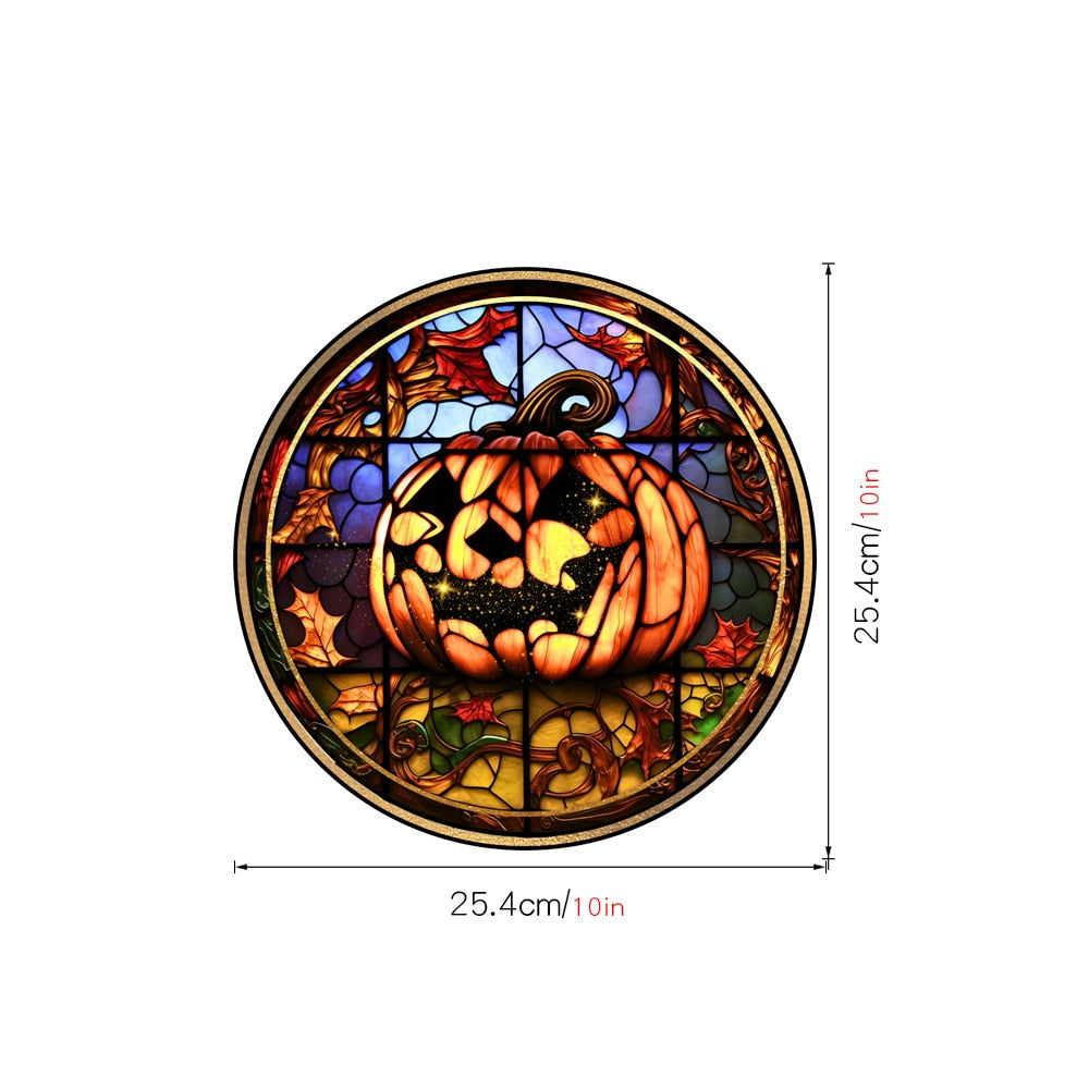 Halloween-Aufkleber, bunt, Horror-Schloss, Katze, statische PVC-Fensterglas-Aufkleber, kleberfrei, dekorative Folie, Party-Heimdekoration