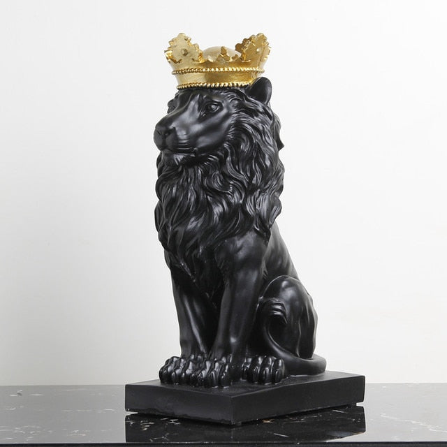 Figurines d'animaux de Lion en résine, couronne de Lion, Statue de Lion, œuvre d'art faite à la main, décoration de maison et de bureau, ornement de salon, décoration de maison