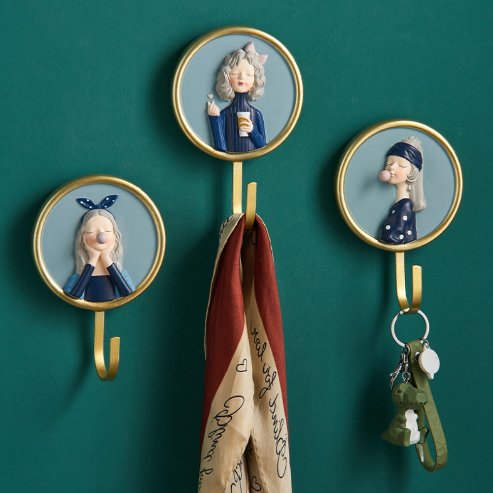 Mädchen Rack Wand Hängen Dekor Nordic Exquisite Harz Mantel Haken Hause Cartoon Minimalistischen Badezimmer Zubehör Kleiderbügel Dekoration