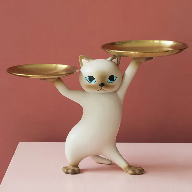 Statue de chat porte- mignon, décoration de maison, plateau à