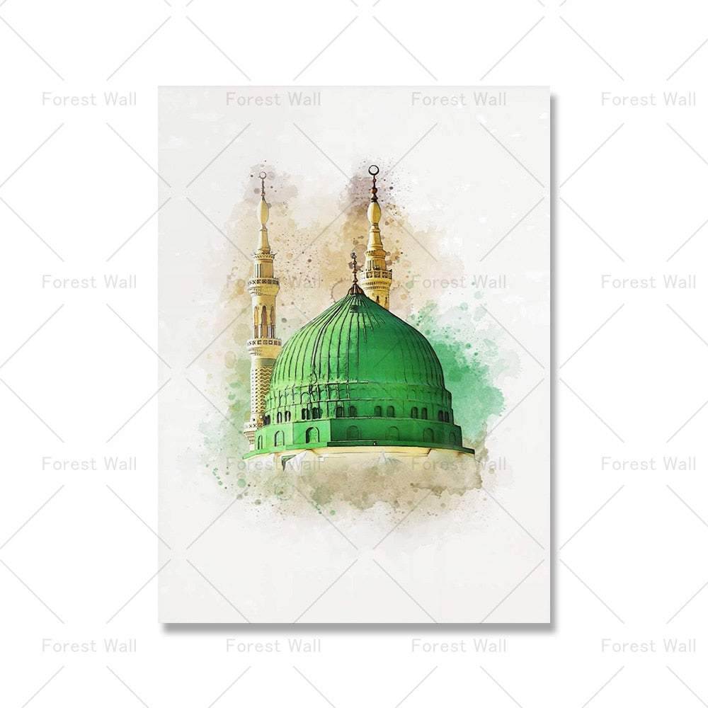 Islamisches Poster Landschaft Leinwanddruck Mescid Aqsa Kaaba Moschee Nabawi Wandkunst Malerei Böhmen Bild Modern Home Room Decor