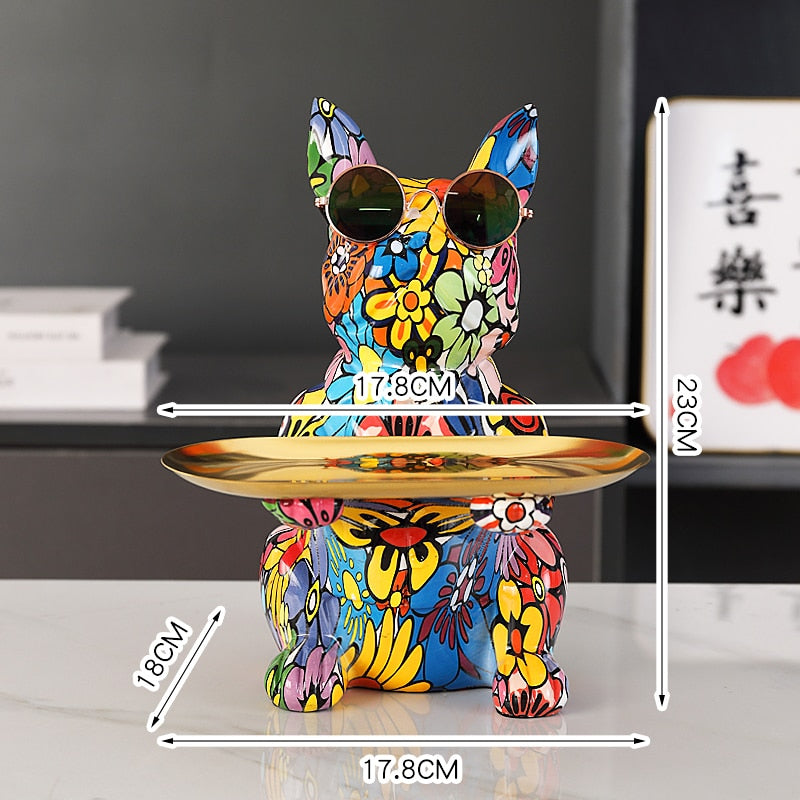 Hundestatue aus Kunstharz, Wohnzimmer-Dekoration, Hundeskulptur, Tischtablett, Ornamente, französische Bulldogge, Figur für Zuhause, Inneneinrichtung, Schreibtischdekoration