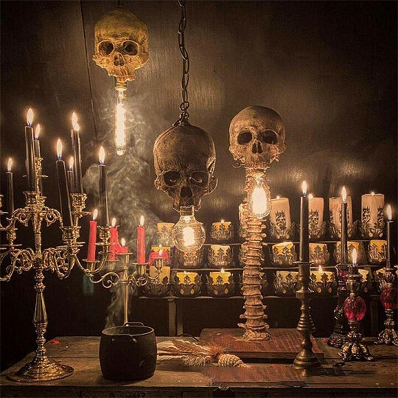 Halloween Schädel Skelett Lampe Horror 3D Statue Neue Tisch Licht Kreative Party Ornament Prop Hause Schlafzimmer Dekoration Gruselige Requisiten
