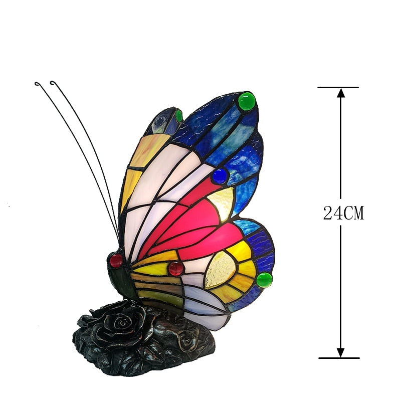 Neue amerikanische Schmetterlings-Nachttischlampe im Tiffany-Stil, Schlafzimmer, Nachttisch, Fütterungsbar, Ambiente, Buntglas-Lampendekoration